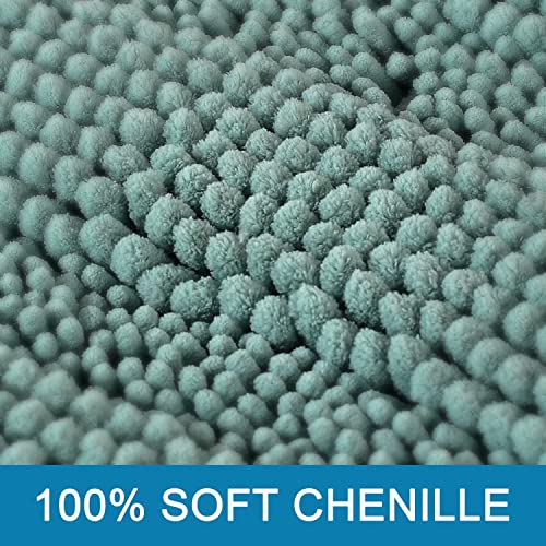 H.VERSAILTEX 3 Piece Bathroom Rugs Sets Thick Striped Bath Rugs Set for Bathroom Non Slip Soft Absorbent Bath Mat Set for Tub, Shower and Toilet(17''x24''+20''x32''+20''x24'' U-Shaped, Eggshell Blue) - color: Eggshell Blue