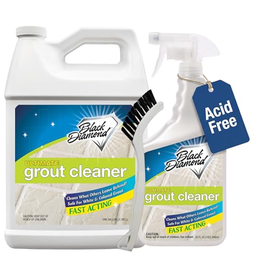 Ultimate Grout Cleaner for Tile Floors — Acid-Free Deep Cleaner Removes Grease, Dirt & Soap Scum Without Damaging Grout — Safe for Marble and All Natural Stone (1-Qt/1-G/ W/brush) - size: 32 Fl Oz & 128 Fl Oz with Brush