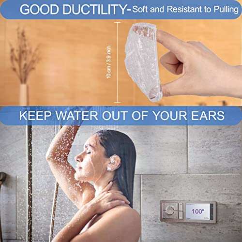 MORGLES 50 Pcs Ear Covers for Shower with 80 Pcs Shower Caps, Waterproof Ear Covers and Large Disposable Plastic Caps for Bathing, Hair Dye, Conditioning in Home Hotel Travel - size: 130 PCS