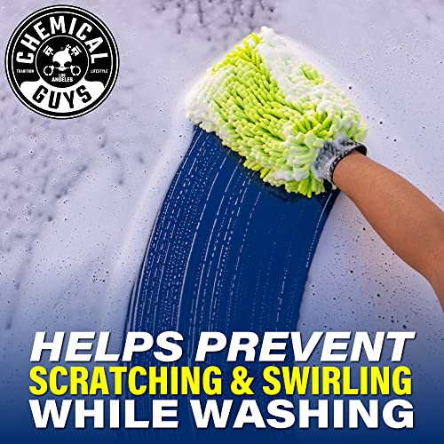 Chemical Guys, Chenille Microfiber Wash Mitt for Cars, Scratch-Free, 2 Pack | Ultra-soft lime green chenille holds thick suds and traps grit, gentle on paint, glass and chrome, machine washable - size: 2 Pack