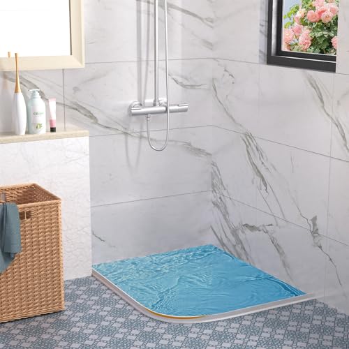 Water Dam for Sink Shower Tub Threshold Water Barrier Collapsible Water Stopper Barrier Water-Blocking Splash Guard Suitable (Heart - 1.97'' H - White, 78 Inch) - color: Heart - 1.97'' H - White, style: 78 Inch