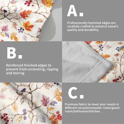 Fall Maple Leaf Hand Towels for Bathroom 14.4x28.3 Inch Set of 2 | Autumn，Thanksgiving，Polyester Cotton，Breathable，for Holiday Bathroom Kitchen Hotel Gym Spa Decor - color: Fall Orange