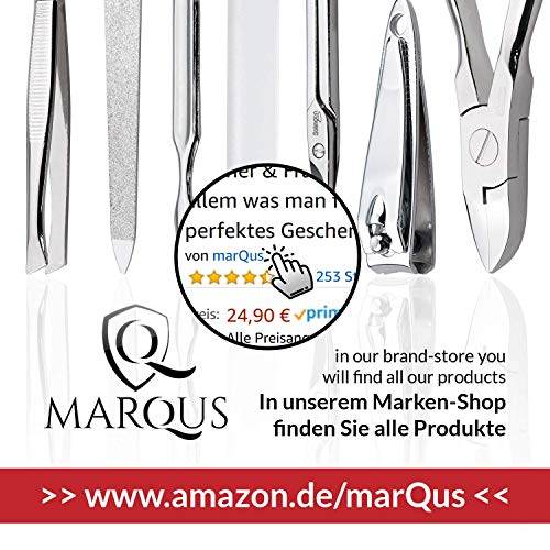 marQus Manicure Sets for Women & Men from Solingen Germany with Glass Nail File - Quality Grooming Kit Incl. Nail Clippers & Glass Nail File, Nail Kit Perfect for Pedicure. - color: Red