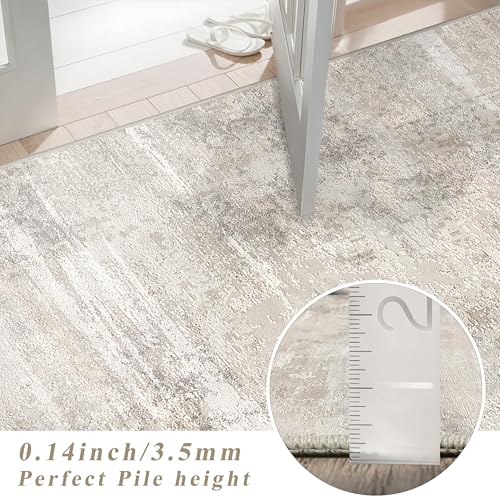 Modern Abstract 2x3 Area Rug - Small Living Room Entryway Washable Rugs with Non Slip Backing Soft Carpet for Bedroom Kitchen Durable Low Pile Home Decor Floor Mat for Laundry Bathroom 2x3 Beige - color: Beige, size: 2' x 3' (Rectangular)