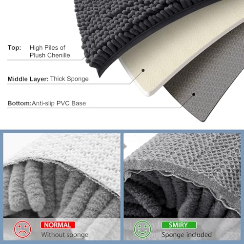 Smiry Luxury Chenille Toilet Rugs U-Shaped 20x20, Soft Absorbent Non-Slip Contour Bathroom Rugs for Toilet, Machine Washable Contoured Bath Mats, Charcoal Grey - color: Charcoal Grey, size: 20" X 20" Contour Rug