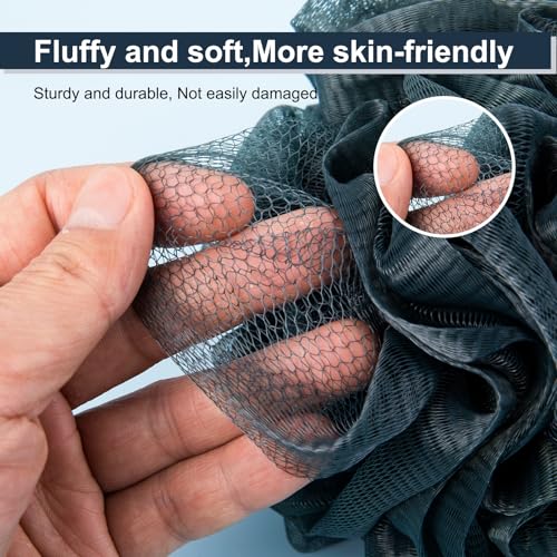 MTDLYICE Loofah Sponge XXL-100g 4 Pack, Bath Sponge Soft Mesh Shower Puff Loofah for Men, Exfoliating Body Scrubber for Women, Shower Accessories (Blue Gray) - style: 100g Blue Gray