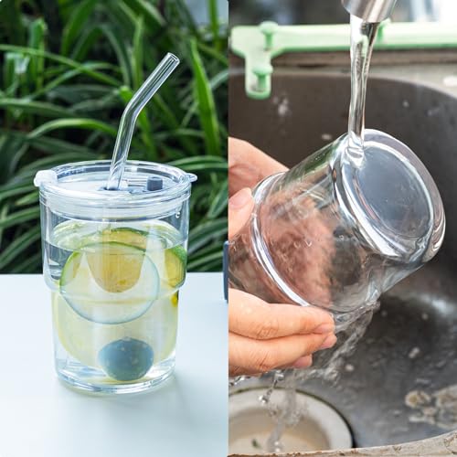 BLUEPOLAR 13 oz Tumbler Water Glass, Water Bottle with Straw and Dustproof Lid, Coffee Ice Cup Double Wall Insulated Glass Cup (White-4pack) - color: White-4pack