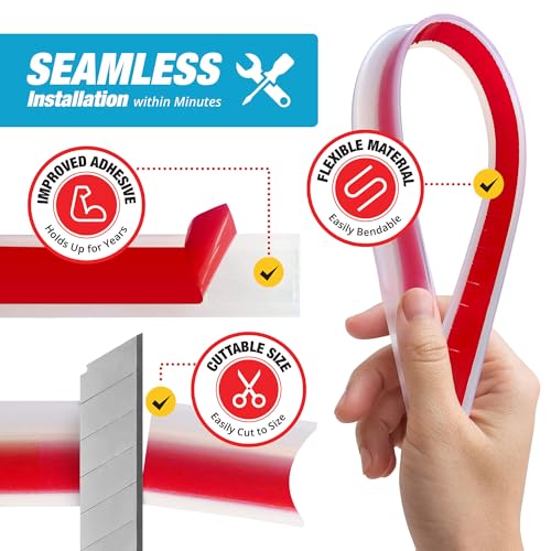 Shower Threshold Water Dam Barrier 39" - Transparent Collapsible Walk in Shower Water Guard - Door Bottom Seal Strip Leak Guard by Hippo Dam - color: Transparent, style: 39
