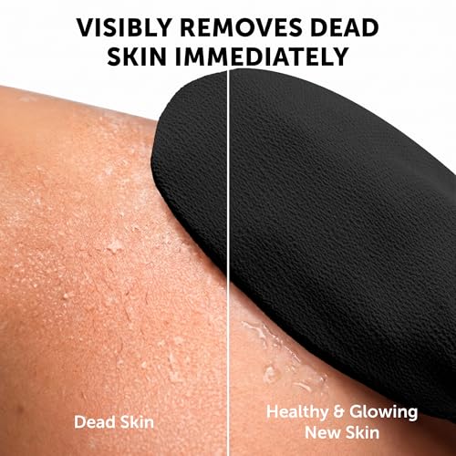 Valitic Exfoliating Glove Body Scrubber - Exfoliating Mitt Dead Skin Remover, Shower Face and Body Exfoliator - Korean Style Skin Scrubber Washcloth - Spray and Self Tan Remover, 1 Black with Pink - color: Black Pink