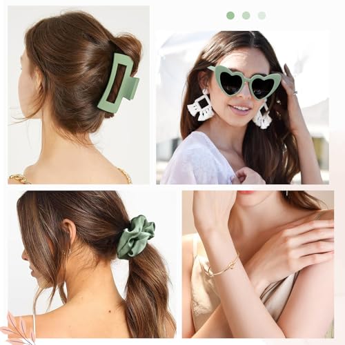 DEEKA 30 Pcs Bridesmaid Proposal Bag Set Gift Clear Makeup Toiletry Bag Bachelorette Party Favors Sunglasses Hair Claw Clips Scrunchies Knot Bracelets Bridal Wedding Party Gifts (Sage Green) - color: Sage Green, size: 6 Sets