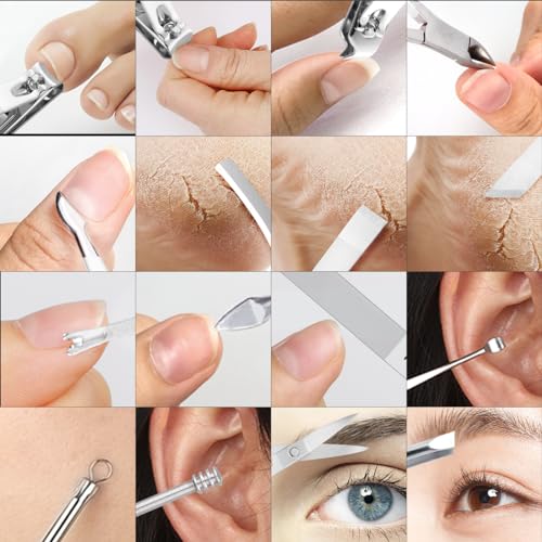 Manicure Set Professional Nail Clippers Pedicure Kit, 16 pcs Stainless Steel Nail Care Tools Grooming Kit with Luxurious Travel Leather Case for Thick Nails Men Women Gift (White) - color: White