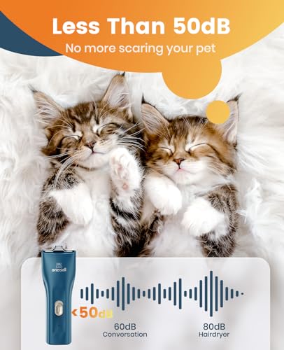 oneisall Quiet Pet Clippers for Cat Matted Hair, Cordless Cat Hair Trimmer | Dual Blade for Body and Paw, Waterproof Cordless Cat Clippers for Matted Long Hair with Storage Bag,Lightweight - color: Green, size: Standard+Mini