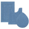SHACOS Bathroom Rugs Sets 3 Piece with Toilet Lid Cover | 20"x32"Bath Mat and 20"x24" U-Shape Contoured Toilet Mat Machine Washable Shaggy Absorbent Bath Rugs(Blue) - color: Blue, size: 20"x32"+U-Shape 20"x24"+Lid Cover 19"x21"