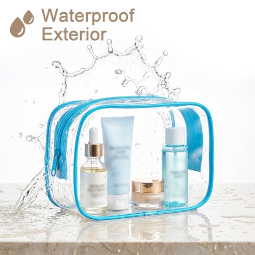 4 Pack Clear Makeup Bag Toiletry Bag Cosmetic Storage Pouches Small Size Transparent Carry makeup Bags with Zipper for Vivid Color Waterproof Organizer Bathroom Travel Essentials