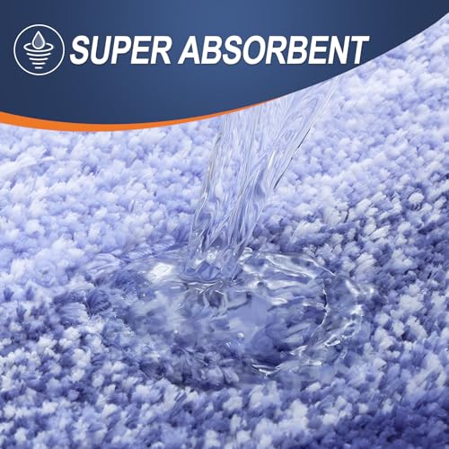 OLANLY Bathroom Rug Set 2 Piece, Soft Absorbent Microfiber Bath Mats and U-Shaped Contour Toilet Rug, Non-Slip, Machine Wash Dry, Plush Shaggy Bath Mats for Bathroom (24"x16"+24"x20", Blue-Violet) - color: Blue-violet, size: 24" X 16" + U24" X 20"