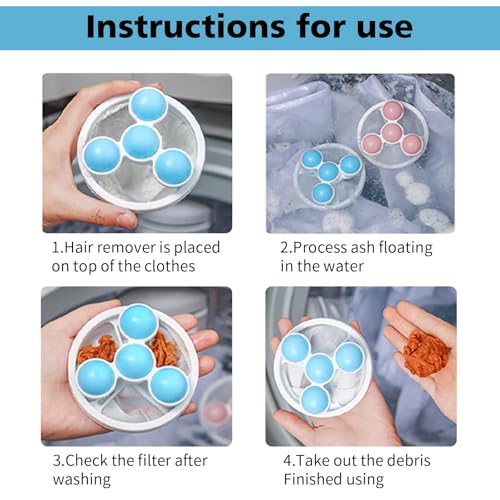 Pet Hair Remover for Laundry, Laundry Pet Hair Catcher, 2026 Upgraded Floating Hair Filter Mesh Removal, Washing Machine Lint Catcher, Cat and Dog Hair Washing Machine Catcher; (Mixed Color 6 Pack) - color: Blue + Purple + Pink+blue + Purple + Pink