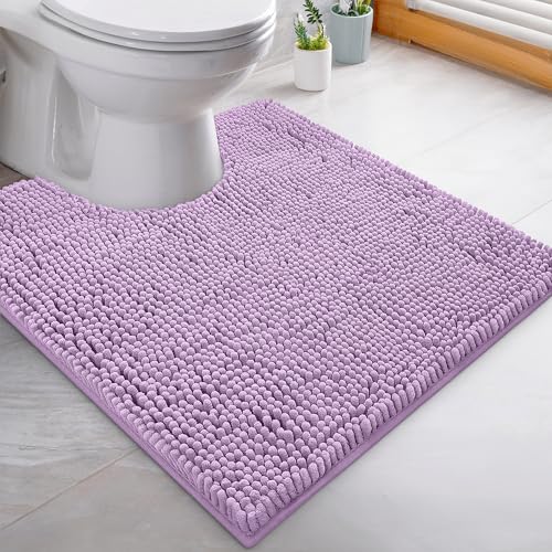 LuxUrux Bath Mat-Extra-Soft Plush Bath Shower Bathroom Rug,1'' Chenille Microfiber Material, Super Absorbent Shaggy Bath Rug. Machine Wash & Dry (20 x 20 inch, Lavender) - color: Lavender, size: 20'' X 20'' U