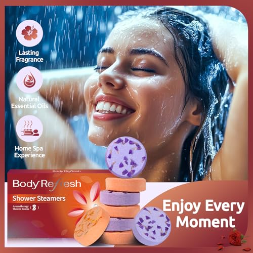 Shower Steamers Aromatherapy-8 Pack Shower Bombs with Essential Oils, Mothers Day Gifts for Mom Wife, Birthday Gifts for Women Self Care Relaxation Home SPA Teacher Appreciation Gift (Red) - color: Red