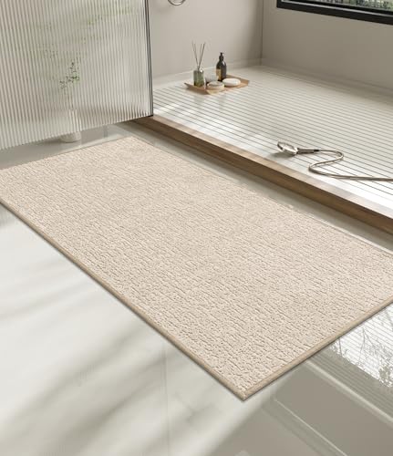 chakme Bathroom Rugs Mat 47x24, Ultra Thin Non Slip Bath Mat Quick Dry Absorbent Bath Mat for Bathroom Floor, (Light Beige, 47"x24") - color: Light Beige, size: 3'11" x 2'(Rectangular)