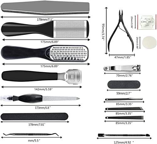 36 in 1 Pedicure Kit, Professional Pedicure Tools Foot Rasp Foot Dead Skin Remover for Home & Salon Care - style: Black