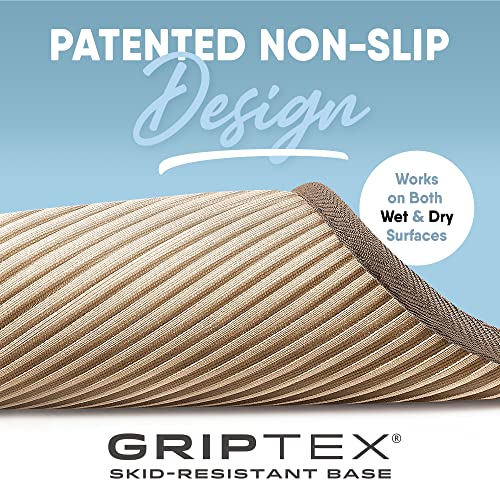 MICRODRY Quick Drying Memory Foam Framed Bath Mat with GripTex Skid-Resistant Base, 17x24, Linen - color: Linen, size: 17" x 24"