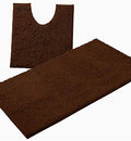 Bathroom Rugs Sets 2 Piece, Luxury Chenille Bath Mat Set, Soft Plush Anti-Slip Bath Rug + U-Shaped Toilet Mat. Microfiber Shaggy Carpet, Super Absorbent (24” x 36” & 20” x 24” U, Brown) - color: Brown, size: 2 Piece Set - Large