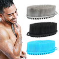 Set of 3 Silicone Body Scrubber Loofah Soft Exfoliating Body Bath Shower Scrubber Loofsh Brush (Black+Gray+Blue 010) - size: Colors: Black, Gray, Blue 010