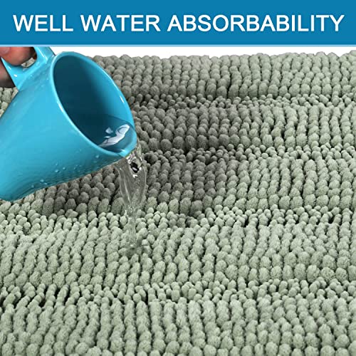 H.VERSAILTEX 3 Piece Bathroom Rugs Sets Thick Striped Bath Rugs Set for Bathroom Non Slip Soft Absorbent Bath Mat Set for Tub, Shower and Toilet(17''x24''+20''x32''+20''x24'' U-Shaped, Sage) - color: Sage