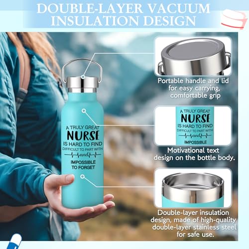 10 Pack Nurse Gifts Water Bottles 17 oz Insulated Stainless Steel Tumblers with Handle & Lid, Nurse Appreciation Gifts Bulk for Women Coworkers, Nursing Week(Classical Pattern)
