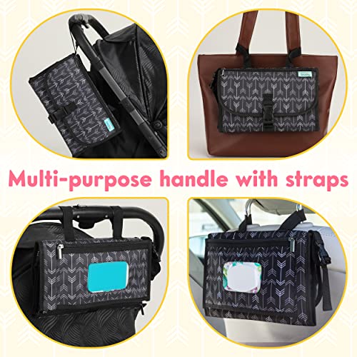 Kopi Baby Portable Diaper Changing Pad - Baby Diaper Changer Travel Bag with Wipes Pocket, Smart Design Portable Changing Mat, Infant Travel Station Kit, Gift for Newborn - Black Arrows, Classic - color: Black Arrows, size: Classic