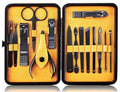 Nail Clippers Sets High Precisio Stainless Steel Nail Cutter Pedicure Kit Nail File Sharp Nail Scissors and Clipper Manicure Kit Fingernails & Toenails with Portable Stylish case (Yellow 15-Pieces) - color: Yellow 15-pieces