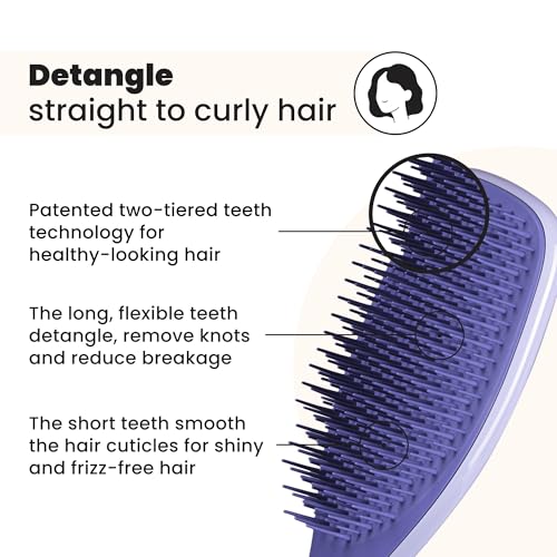 Tangle Teezer Ultimate Detangler Brush for Wet & Dry Hair, Eliminates Knots & Reduces Breakage for Straight to Wavy Hair Types, Amazon Exclusive Lilac Purple - color: Lilac Purple