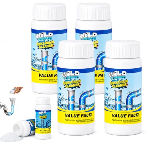 Wild Tornado Sink and Drain Cleaner, Drain Clog Remover & Opener (4pcs) | Wild Tornado Sink and Drain Cleaner, Fast Foaming Drain Clog Remover & Opener for Kitchen Sinks, Toilets & Pipes
