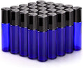 sungwoo 25 Pack Essential Oil Roller Bottles, 10ml Blue Glass Roller Bottles with Stainless Steel Roller Balls and Caps for Travel, Perfume and Lip Gloss - color: Blue, style: 25 Pack