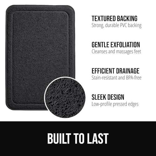 GORILLA GRIP Exfoliating Bath and Shower Mat, Textured Backing, Soft Loofah-Style Foot Scrubber for Outside or Inside Bathtub, Quick Dry Easy Drainage Tub Floor Mats, Bathroom Essentials, 24x16, Black - color: Black, size: 24" x 16" (Rectangular)