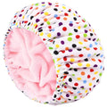Shower Cap for Women Terry Lined Bath Cap Large Reusable Waterproof Elastic Band Pink Point Shower Caps for Long Thick Hair Soft Bath Shower Hair Caps - color: Color Dots