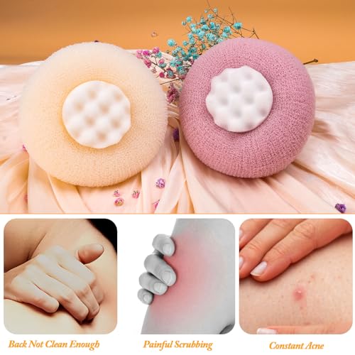2Pcs Upgrade 2-in-1 Sunflower Bath Ball,Super Soft Sunflower Suction Cup Bath Ball，Bath Loofah with Suction Cup, Exfoliating Bath Sponges for Shower Women Men(Beige+Purple) - style: Beige+Purple