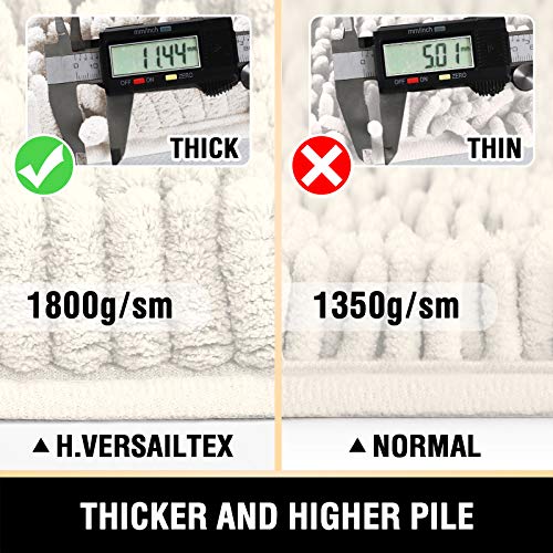 H.VERSAILTEX Bathroom Rugs Non Slip Luxury Chenille Bathroom Mat 20x32 Extra Soft and Absorbent Shaggy Rugs Washable Dry Fast Area Carpet Mats for Bath Room, Tub - Ivory - color: Ivory, size: 20" x 32"
