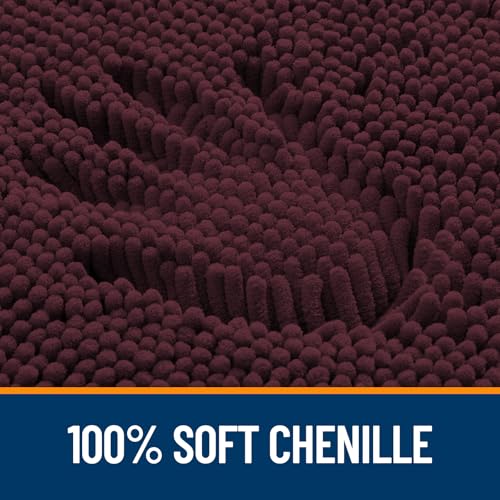 OLANLY Toilet Rugs U-Shaped 20x20, Extra Soft Absorbent Chenille Contour Bathroom Rugs for Toilet, Dry Quickly, Machine Washable, Non-Slip Bath Mat, Black Cherry - color: Black Cherry, size: 20" X 20" Contour Rug
