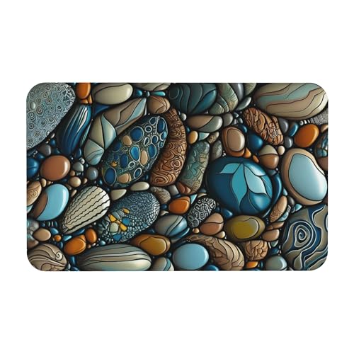 Colorful Pebbles Bath mats Quick Dry Absorbent Bath Rugs Rubber Non Slip Bath Mat for Bathroom Floor Tub Shower Sink 16"×24" - color: Colorful Pebbles, size: 16"x24"