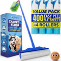 PetLovers Large Lint Roller with 3 Refills – 400 Total Sheets for Tackling Pet Hair, Extra Large Floor and Carpet Roller for Homes with Pets, Perfect for Floors, Furniture, and Loving Pet Owners - size: 4 Pack Floor Roller