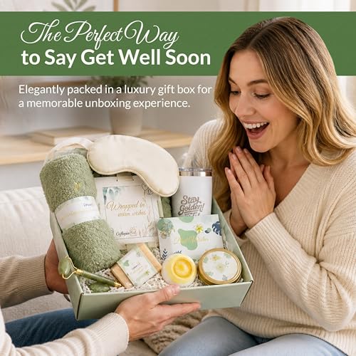 Gift Set Women, Get Well Gifts Women, Gift Basket Womens, Care Package Womens, Self Care Gifts Woman, Birthday Gift Box Woman, Spa Gifts for Her, Hug Box for Her - color: Get Well Soon