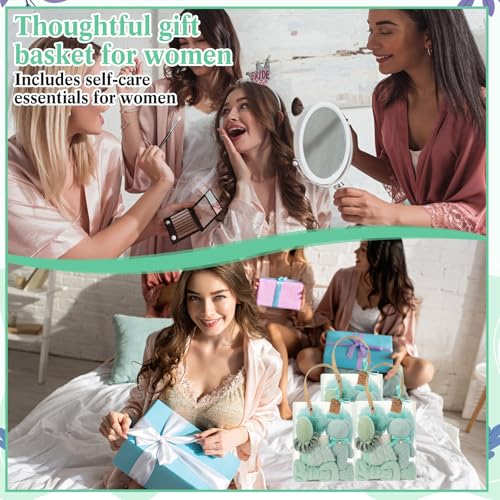 6 Set Spa Gifts Bulk for Women, Sleepover Party Favors Supplies for Bridesmaid Bridal Shower Wedding Guests Baby Shower Birthday Gift with Towels Socks Hair Tie Clip Eye Masks(Sage Green) - color: Sage Green