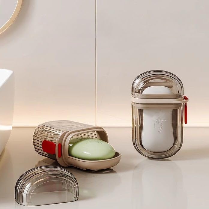 Portable Travel Soap Case, Drainable and Leak-Proof Design, Clear Plastic with Double-Layered Sealed Lid, Bathroom Toiletry Storage Container