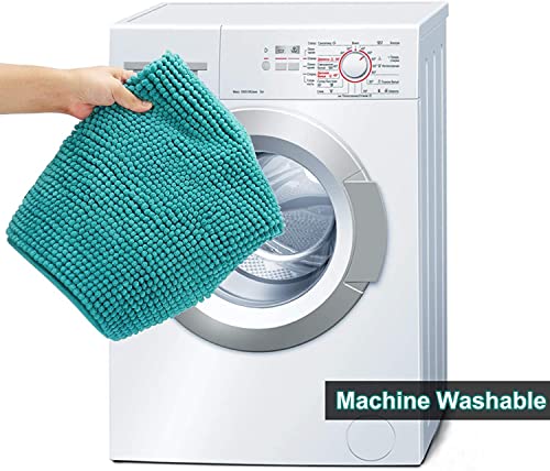 Urvoix 3 Pieces Bathroom Rugs Set, Non-Slip Chenille Bath Rug, Ultra Soft and Super Absorbent Bath Mat for Bathroom, Toilet and Tub (Teal Green) - color: Teal Green