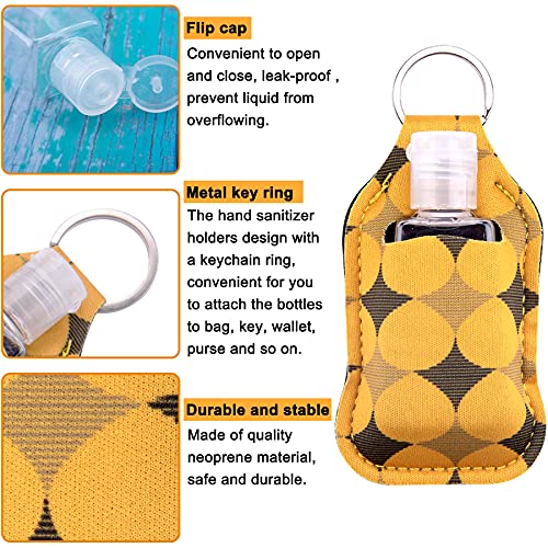 Duufin 60 Pcs Hand Sanitizer Holder Keychain Empty Travel Bottle Set | Including 30 Pcs Vibrant Hand Sanitizer Keychain Holder and 30 Pcs Reusable Flip Cap Empty Travel Bottles for Backpack Purse - color: Assorted Patterns