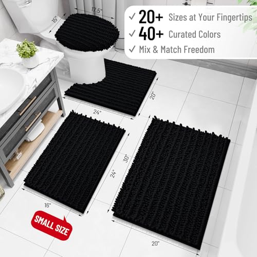 Arotive Luxury Bathroom Rugs 36x24, Extra Soft Thick Absorbent Shaggy Chenille Bath Rugs, Machine Wash Dry, Bath Mats for Bathroom Floor, Tub and Shower, Home Decor Accessories, Black - color: Black, size: 36" X 24"
