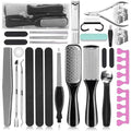 Pedicure Kit, 36 in 1 Foot Care Tools Stainless Steel Foot Rasp Dead Skin Remover for Home & Travel… - style: Black&Silver