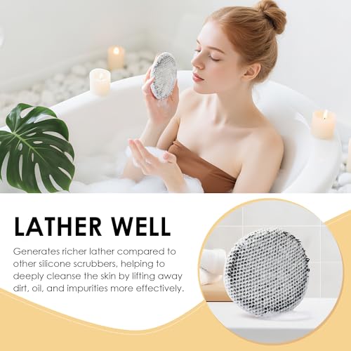 INNERNEED Food-Grade Silicone Body Scrubber Gentle Cleansing Brush with Exfoliating Net Sponge Bath Scrubbing Washcloth Case, More Hygienic and Well Lather (Black Set) - color: (Set4) Blackset