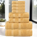 Superior Cotton 8-Piece Towel Set, Soft Plush Essential Towels for Bathroom, Shower, Gym, Spa, Salon, Decor, Includes 2 Bath, 2 Hand, and 4 Face Towels, Zero Twist, Smart Dry Collection, Gold